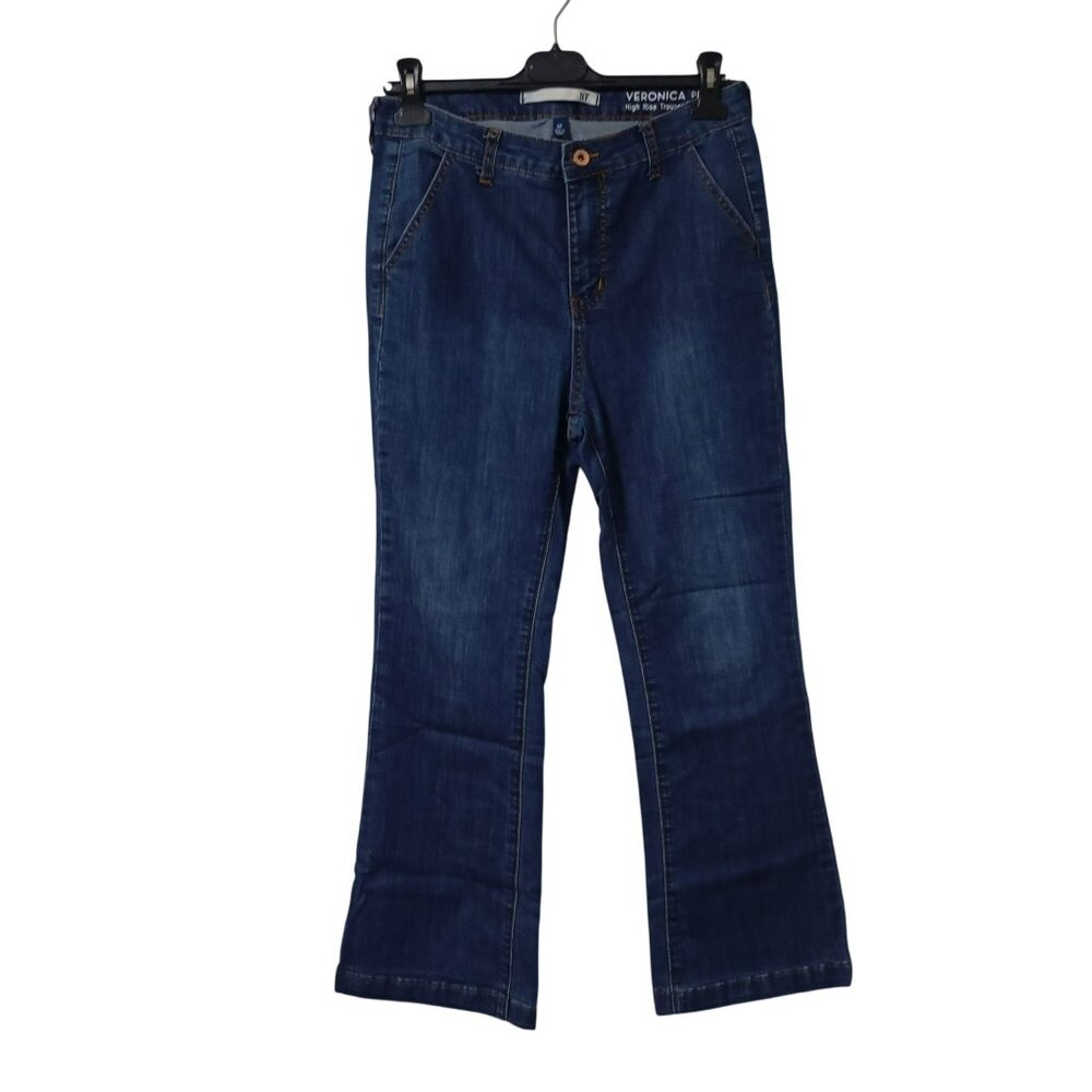 Veronica Jeans High Rise Trouser Bootcut Stretch Denim Sz 6 Petite Blue Womens